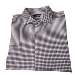 SHAQUILLE O'NEAL Cooling Stretch Tall Fit Plaid Men's Dress Shirt XL 17 36/37